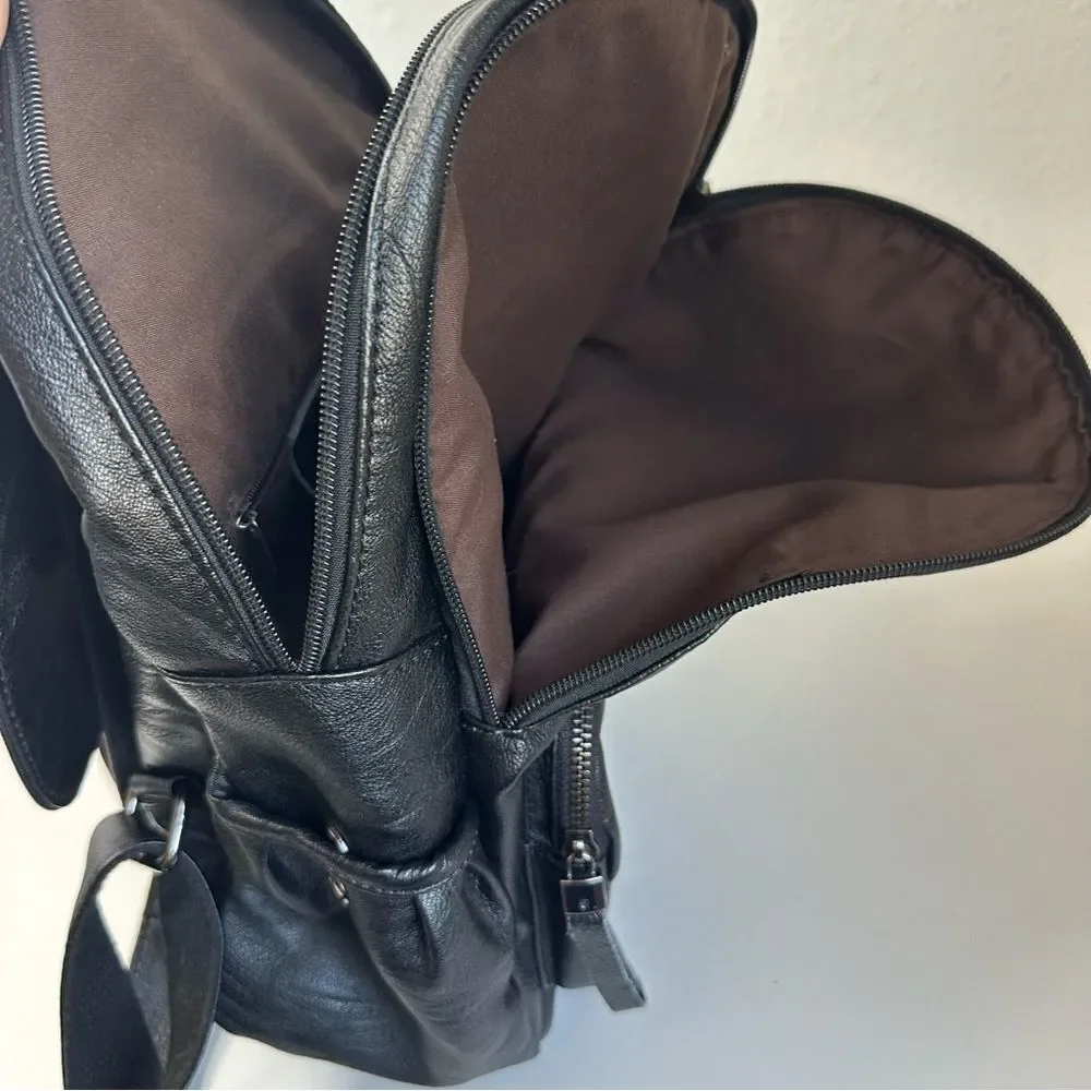 Black‎ Vegan Leather Backpack